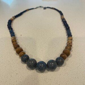 Beaded necklace blue brown Banana Republic
